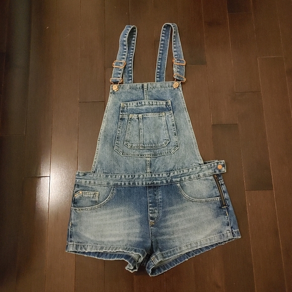 ZARA Short Denim Overall Size S - Picture 2 of 3